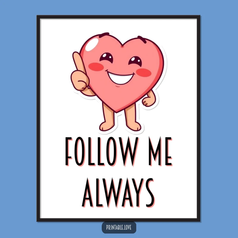 Funny Pointing Heart Poster: Cheerful Direction for Your Walls