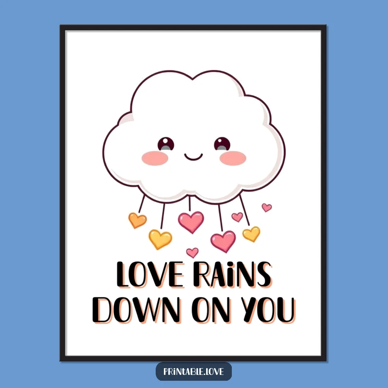 Funny Cloud Poster: Smiling Heart Shower Art, Joyful Decor, Ideal Funny Gift!
