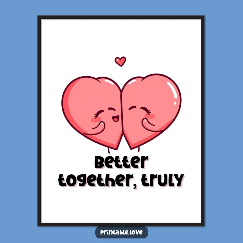 Funny Giggling Heart Poster - Adorable Split Heart Art Print, Hilarious Wall Decor Gift