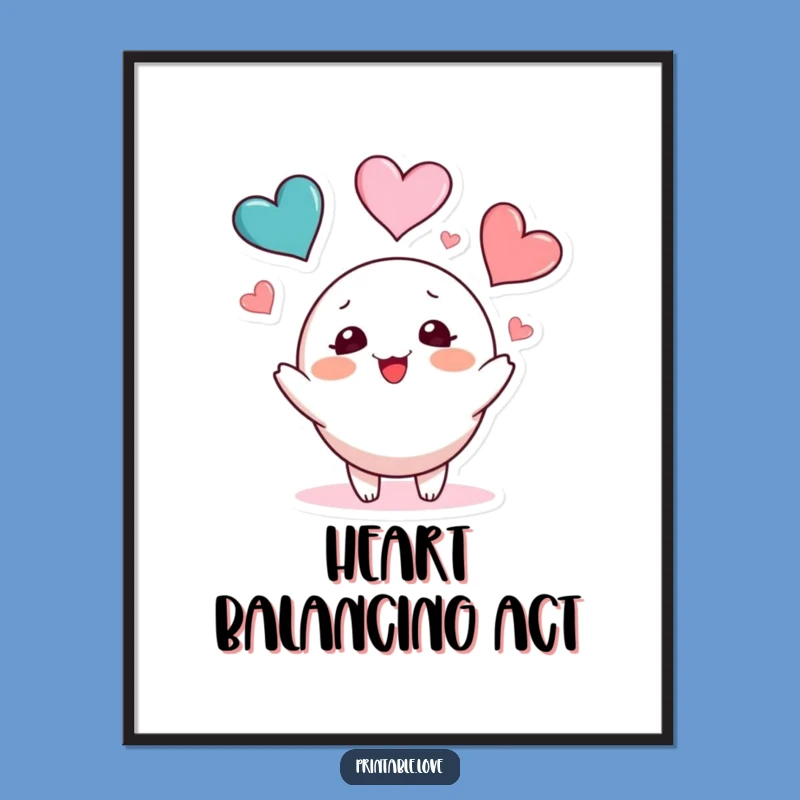 Funny Heart Juggling Poster: Blushing Character Art for Happy Walls