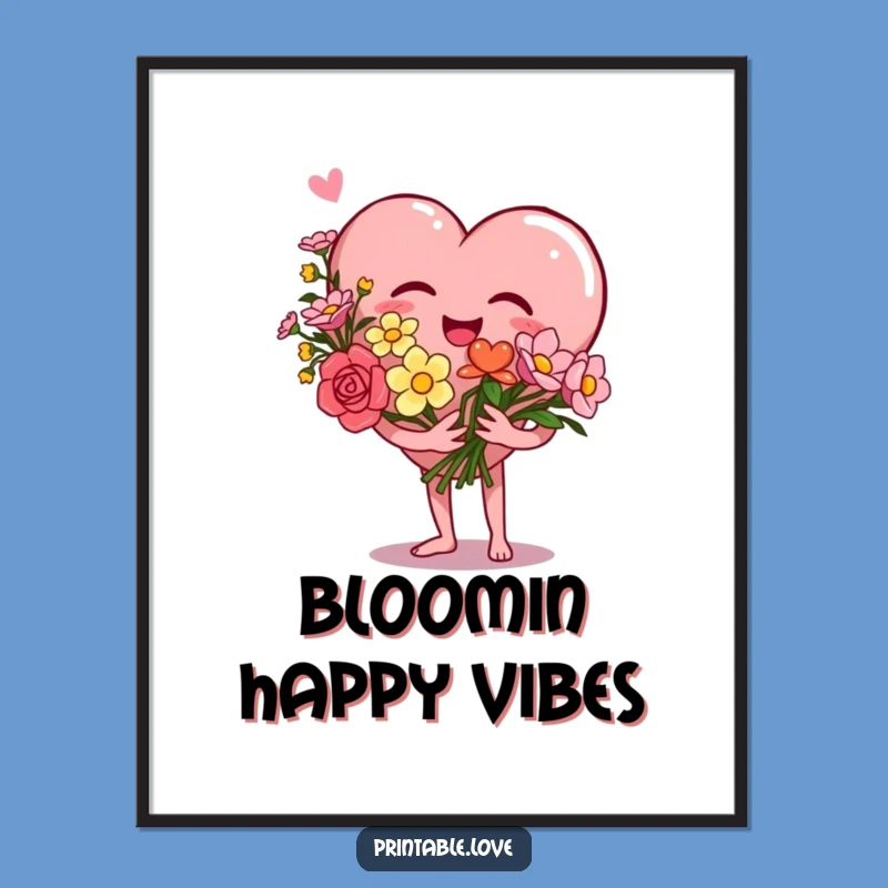 Funny Heart Poster: Giggle Flowers Art, Perfect Gift for Happy Walls