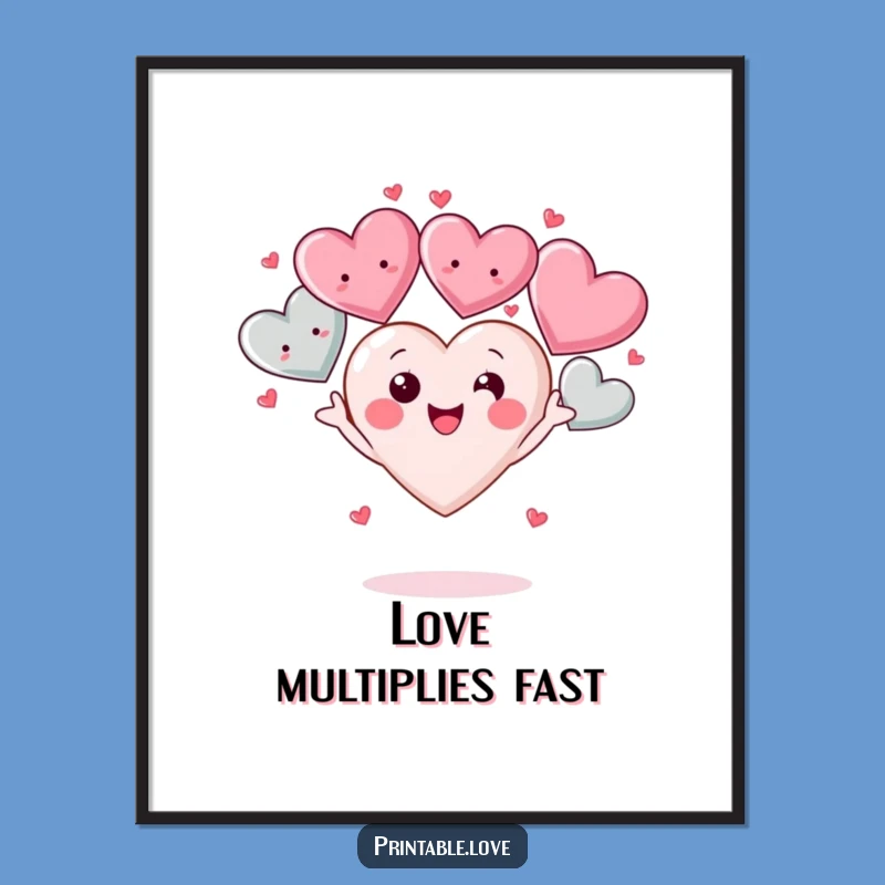 Funny Kawaii Heart Poster: Brighten Your Space with This Joyful Juggling Heart Art