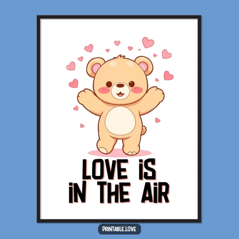 Funny Kawaii Teddy Bear Poster - Joyful Dancing Bear Art for a Happy Wall