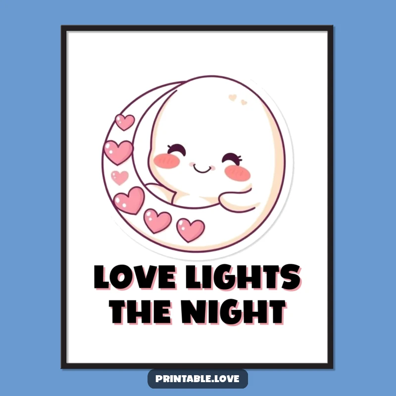 Funny Moon Poster: Heart Crescent Art for a Humorous Celestial Space