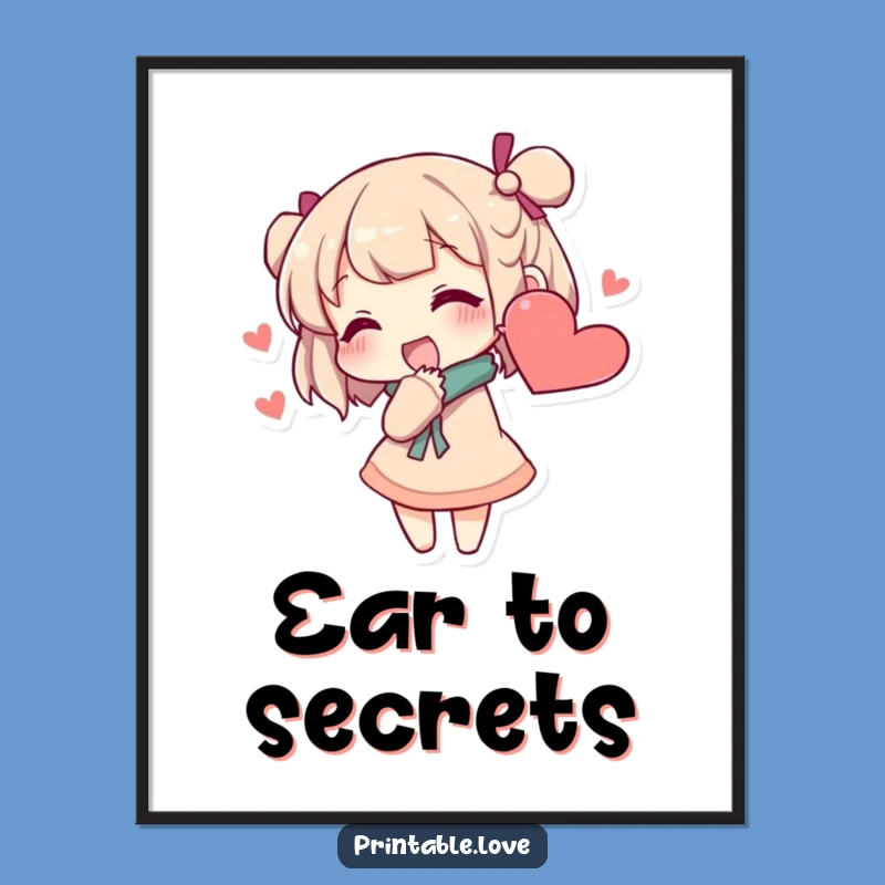 Funny Secret Whisper Poster: Heart Ear Art for Intimate Spaces
