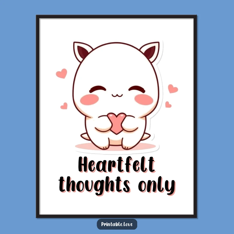 Funny Shy Kawaii Heart Poster - Adorable Wall Art for a Loving Touch