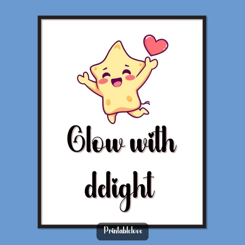 Funny Kawaii Star Poster: Brighten Your Walls with This Joyful Leaping Star Art