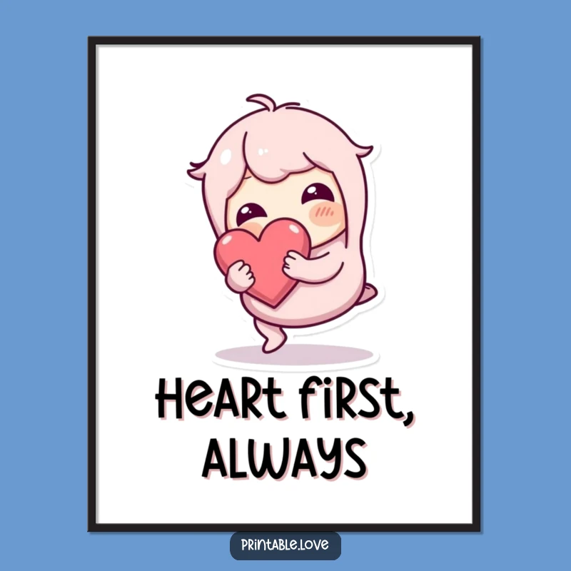 Funny Tripping Heart Poster: Wobbly Character Art, Steadfast Love Decor