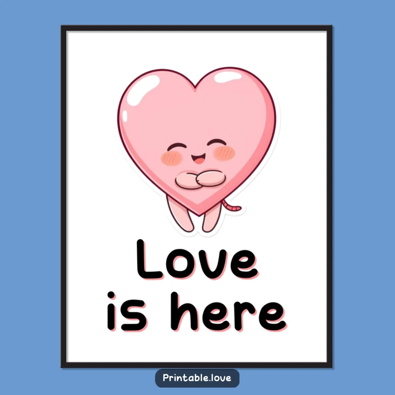 Funny Giggling Heart Poster: Joyful Hug Art, Whimsical Decor Gift