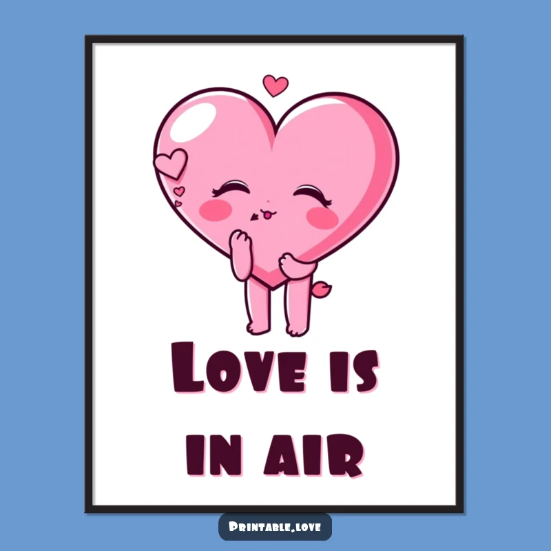 Funny Heart Kiss Poster: Dreamy Expression for Romantic Decor