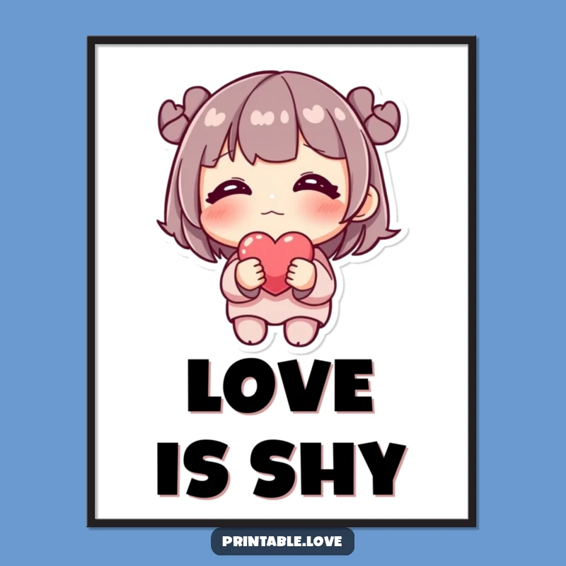 Funny Shy Blushing Heart Poster - Adorable Wall Art, Perfect Funny Gift Decor