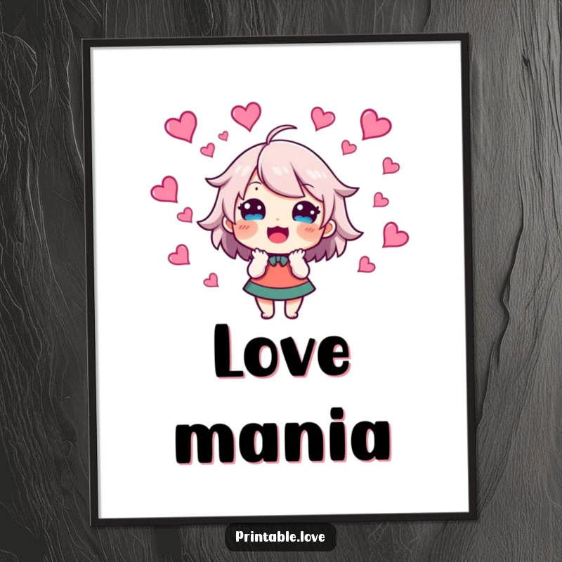 Funny Poster depicting an excited character with vibrant hearts swirling around their head, creating an atmosphere of pure delight.