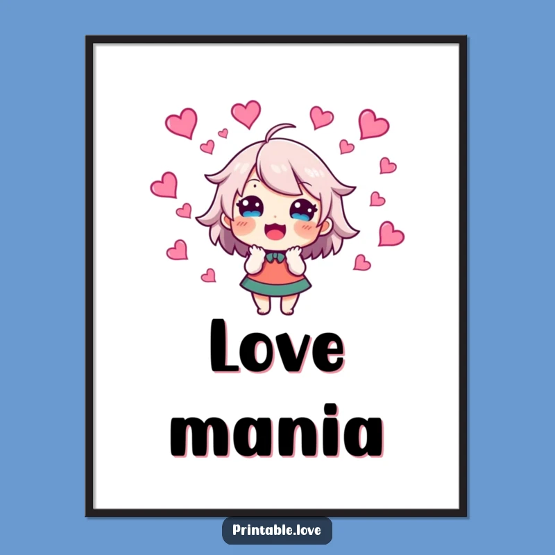 Funny Excited Character Poster: Swirling Hearts Art, Joyful Wall Decor Funny Gift