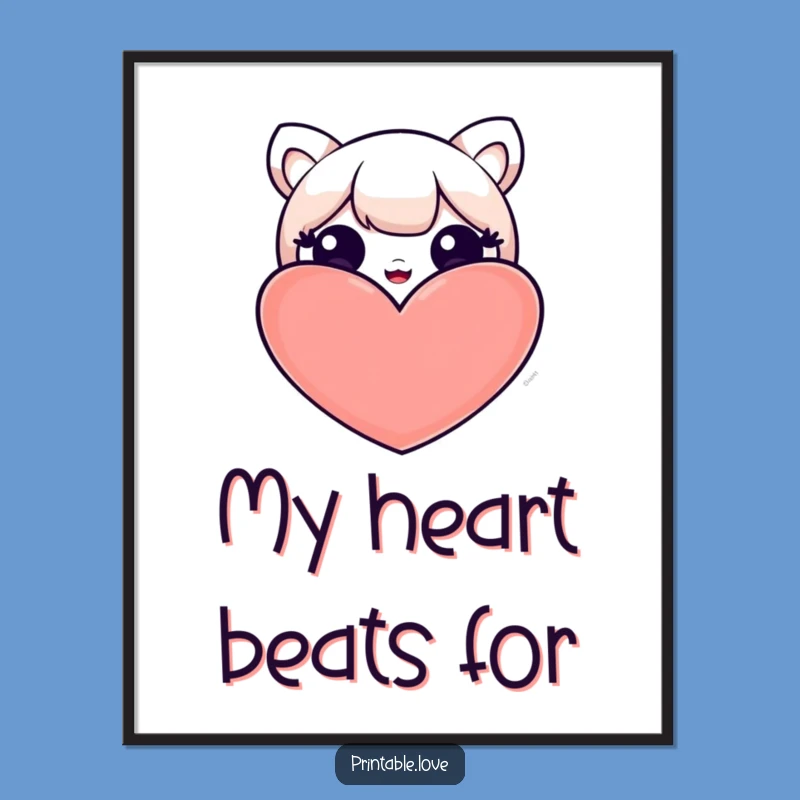 Funny Kawaii Heart Peek Poster: Cute Character Art - Charming Funny Gift for Walls