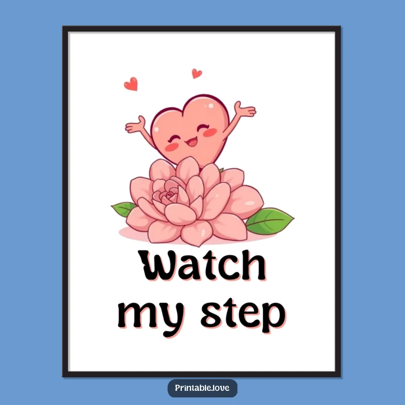Funny Tripping Heart Poster: Whimsical Wall Art for Laughs