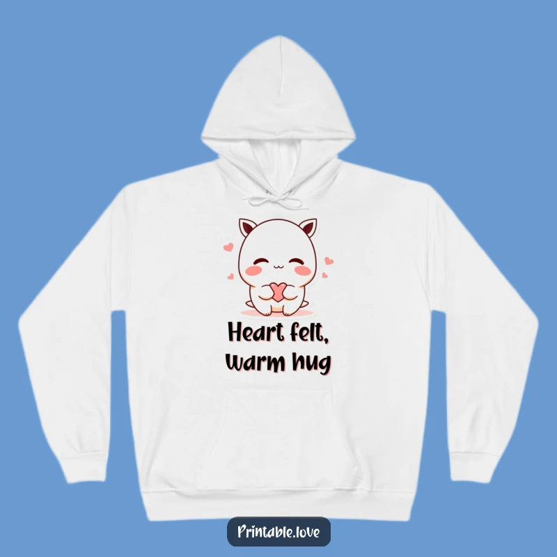 Cozy Funny Shy Kawaii Heart Hoodie - Embrace Sweetness and Warmth