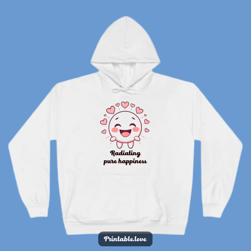 Funny Kawaii Smiley Face Hoodie - Laughing Heart Character Sweatshirt Gift