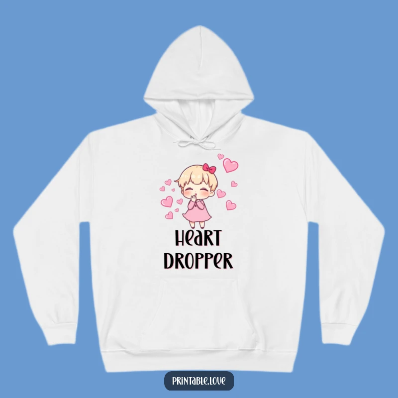Cozy Funny Kissing Character Hoodie: Warm Heart Trail Design, Great Funny Gift