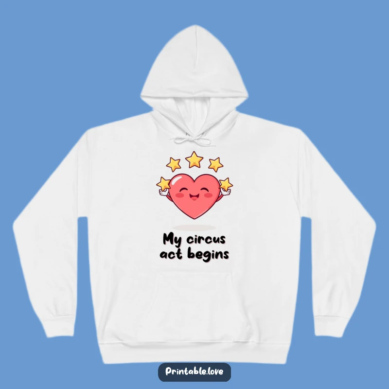 Cozy Funny Heart Juggler Hoodie: Stars & Smiles - Comfort Gift