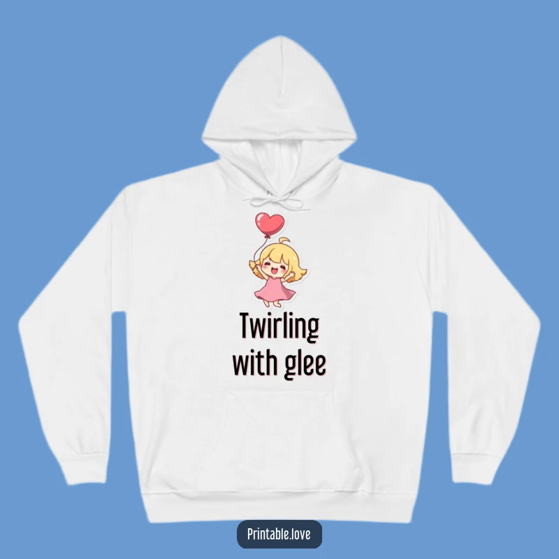Funny Kawaii Character Hoodie: Cozy Joyful Heart Twirl Wear Gift