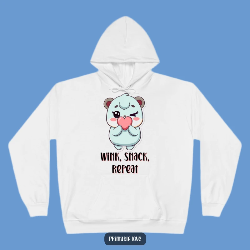 Cozy Funny Kawaii Winking Character Hoodie - Warm & Adorable Style