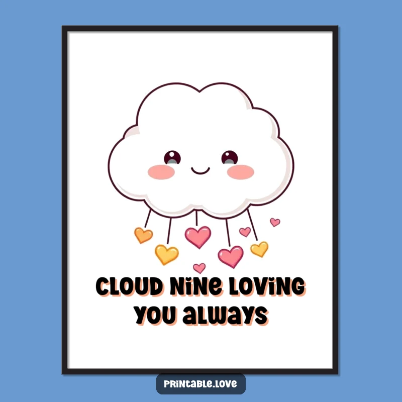 Funny Free Printable Cloud Art: Heart Shower Downloadable