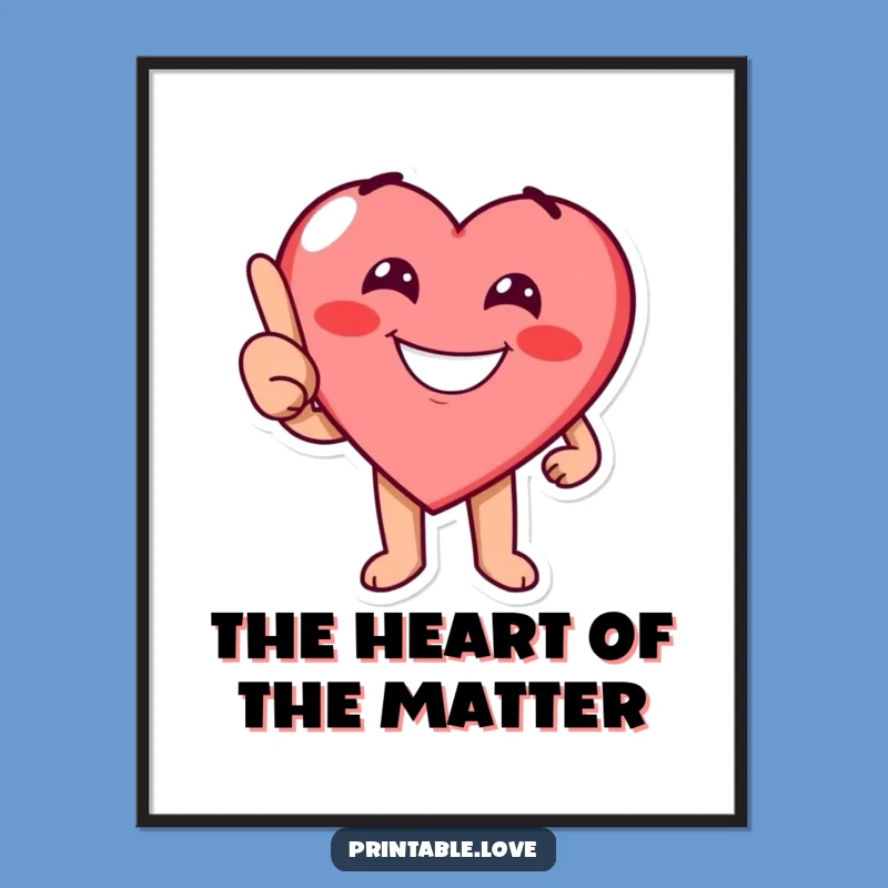 Free Printable Heart Wall Art: Pointing Grin DL Funny Decor