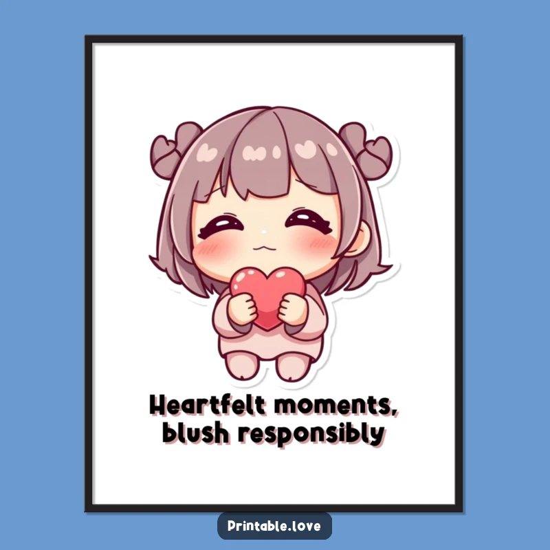 Free Printable Shy Heart Art: Cute Downloadable Wall Decor, DIY Gift