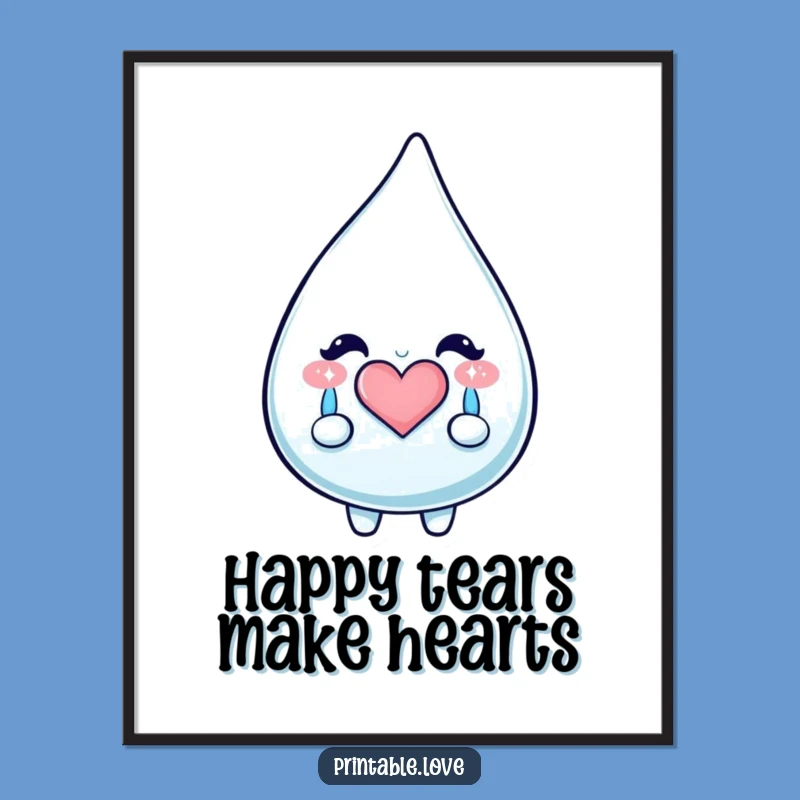 Free Printable Wall Art: Happy Tears Kawaii Drop, Emotional Downloadable Art for Your Room!