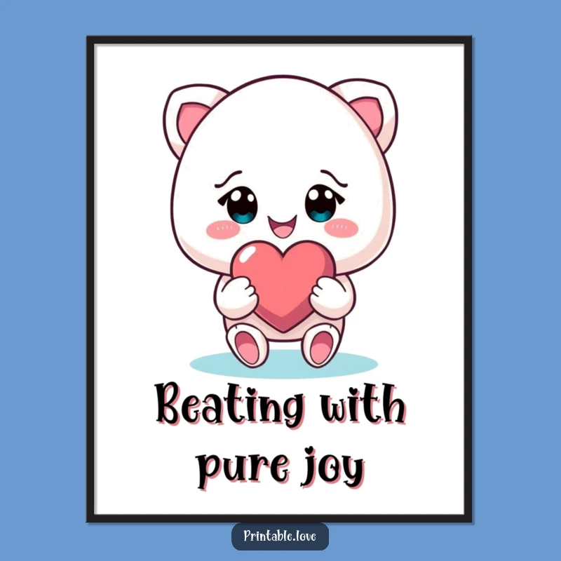 Free Printable Wall Art: Smiling Character's Beaming Heart Gift!