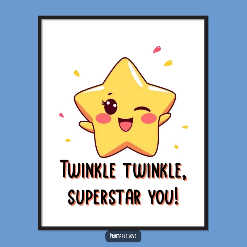 Funny Free Printable Star Art: Cheeky Winker Confetti Downloadable