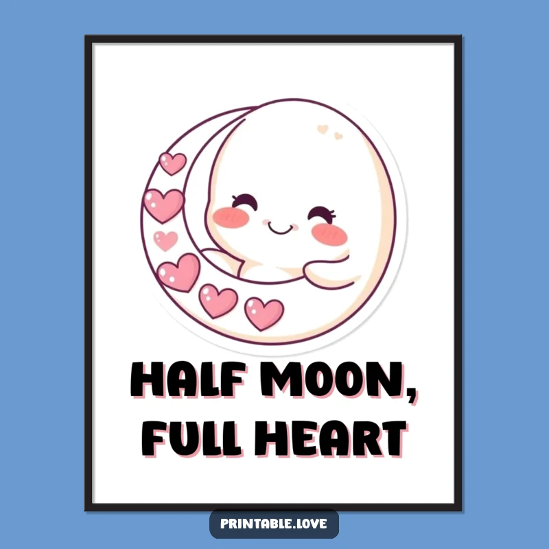 Funny Free Printable Wall Art: Smiling Moon Heart Crescent Art for Dreamy Spaces