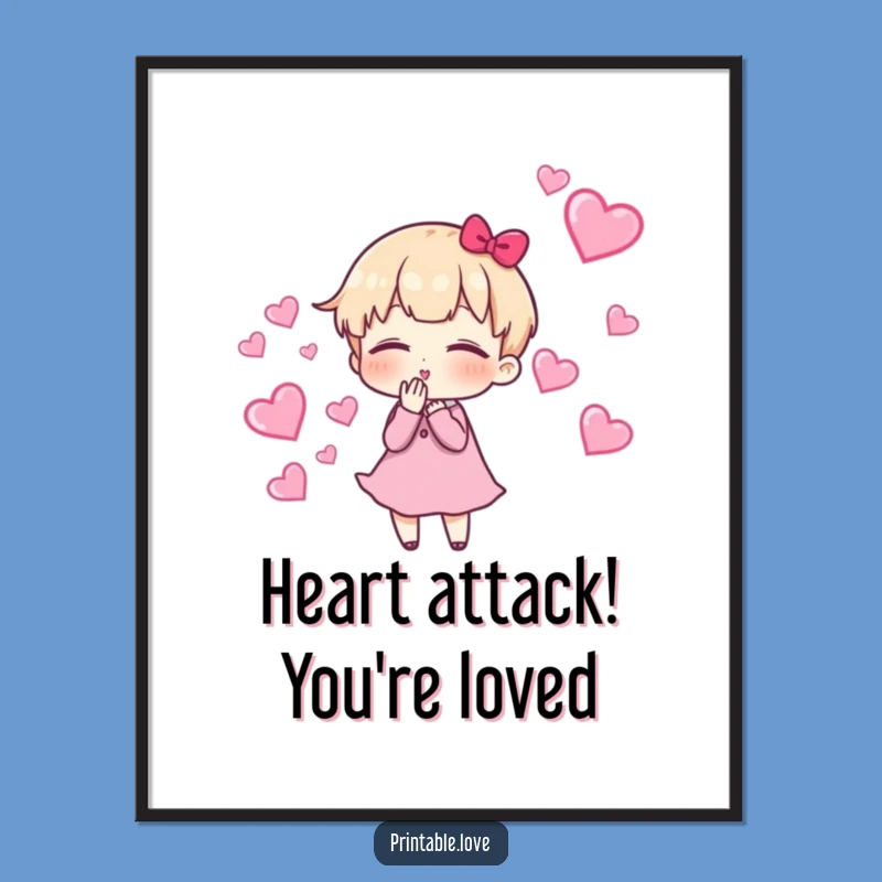 Free Printable Wall Art: Kisses Hearts Character - Funny Downloadable Decor for Any Room