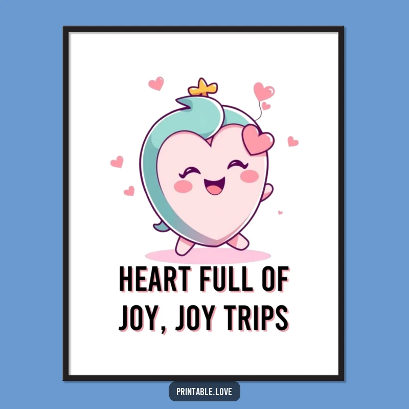 Free Printable Heart Wall Art: Tripping Character Decor, Downloadable Joyful Art