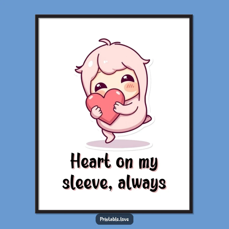 Free Printable Wall Art: Wobbly Character's Safely Held Heart!