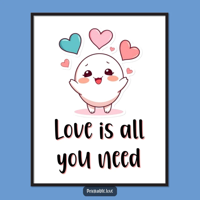 Free Printable Juggling Hearts Wall Art: Cute Character Downloadable Decor