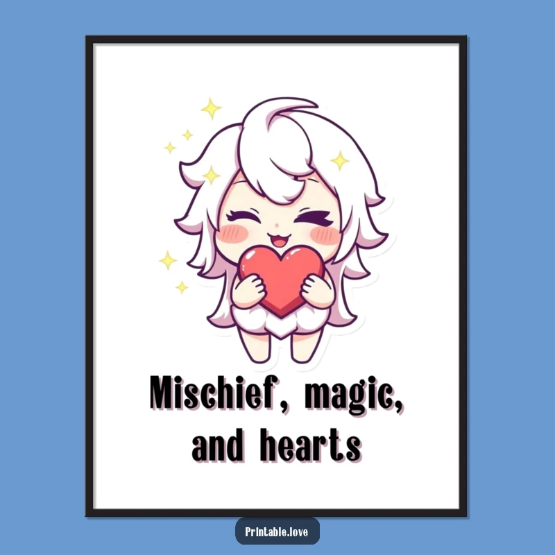 Mischievous Heart Character Free Printable Wall Art - Witty Decor Downloadable
