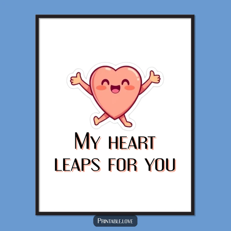 Free Printable Wall Art: Joyful Heart Character - Humorous Downloadable Art