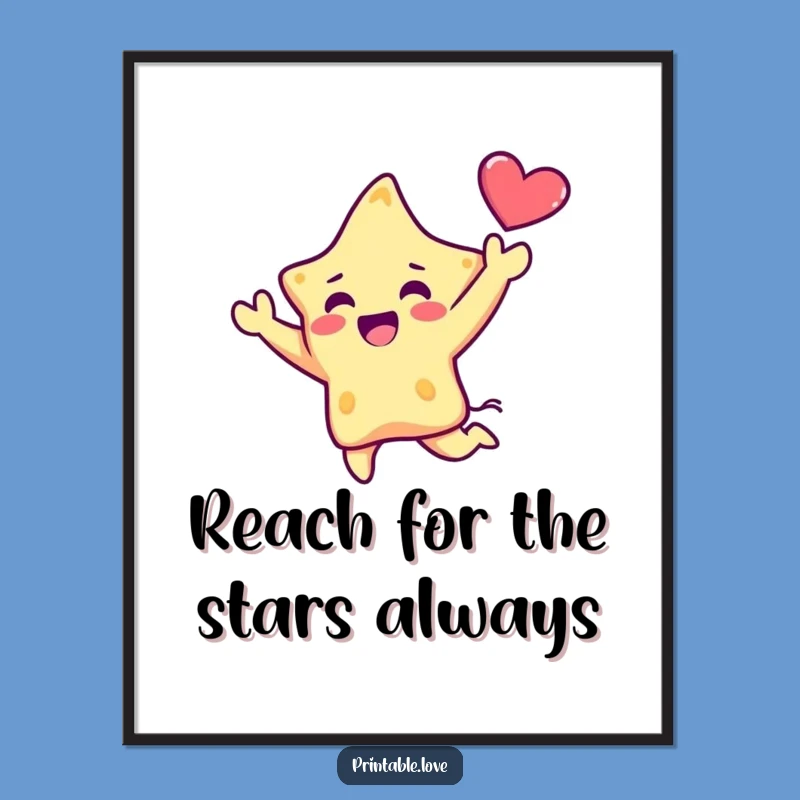 Kawaii Star Leap Free Printable Wall Art: Joyful & Funny Decor
