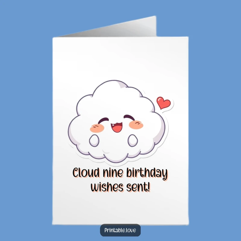 Free Printable Funny Birthday Card: Giggling Kawaii Cloud, Hilarious Downloadable Gift!