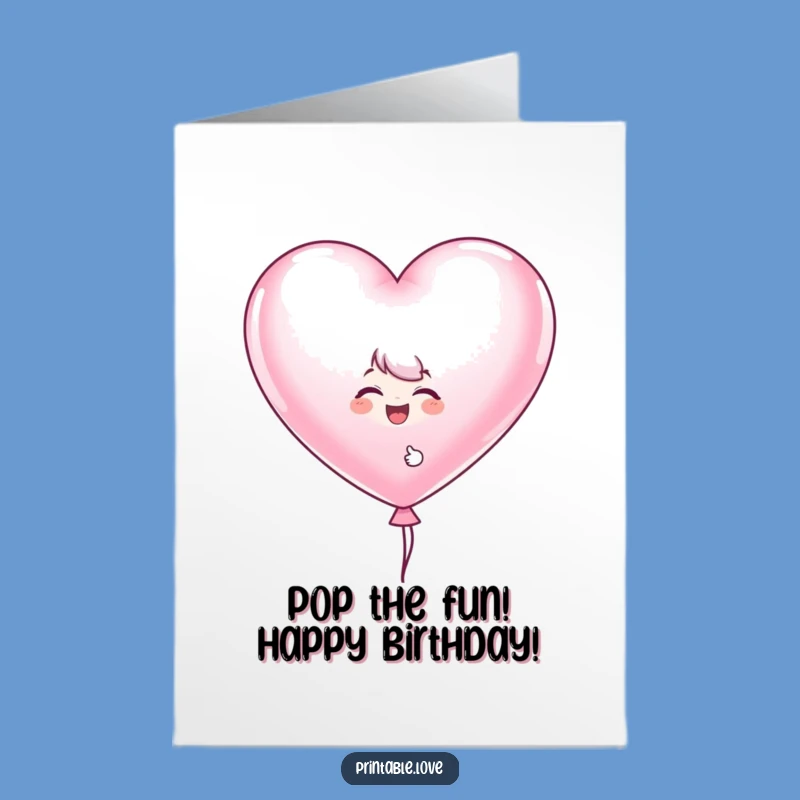 Free Printable Balloon Birthday Card: Giggling Character Downloadable Gift