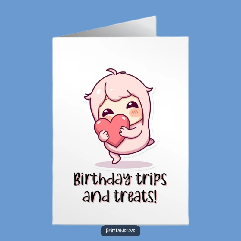Free Printable Birthday Card: Wobbly Character Protects Heart Gift!