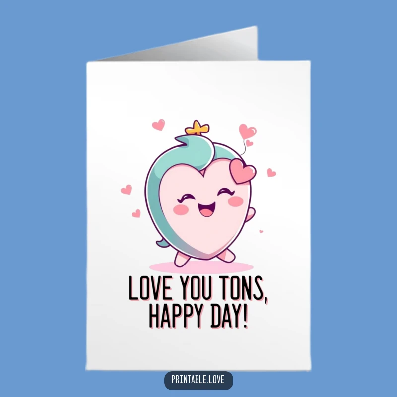 Free Printable Heart Birthday Card: Tripping Character Fun, Downloadable Joyful Greeting