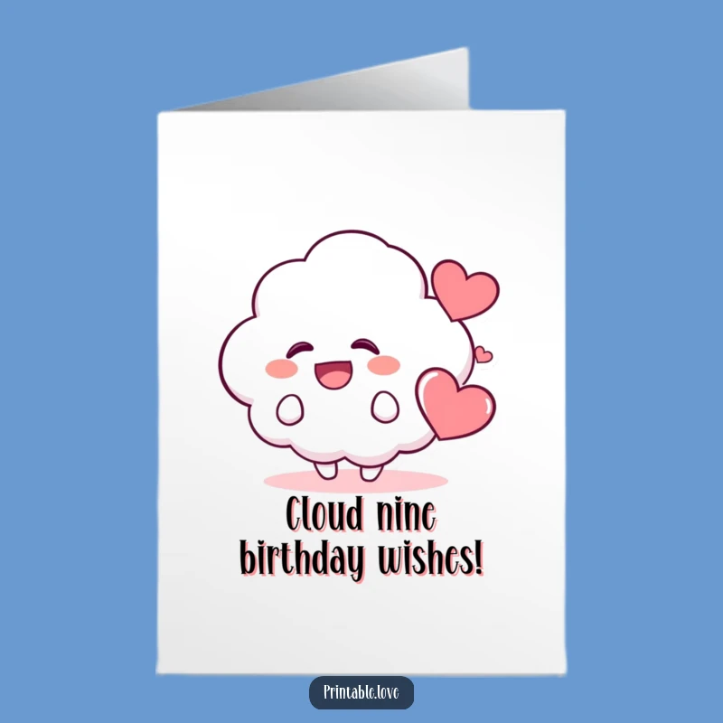 Free Printable Kawaii Cloud Birthday Card: Giggles & Joy Downloadable Gift