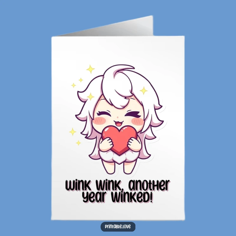 Mischievous Heart Character Free Printable Birthday Card - Witty Gift Downloadable