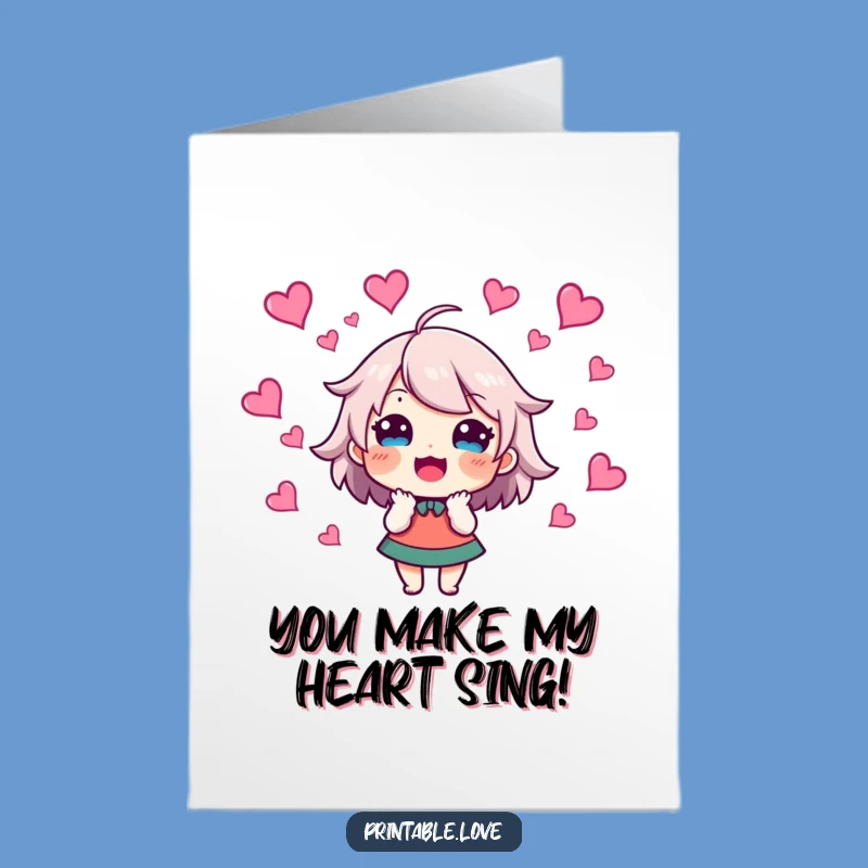 Free Printable Birthday Card: Excited Hearts Character - Joyful Downloadable Birthday Gift