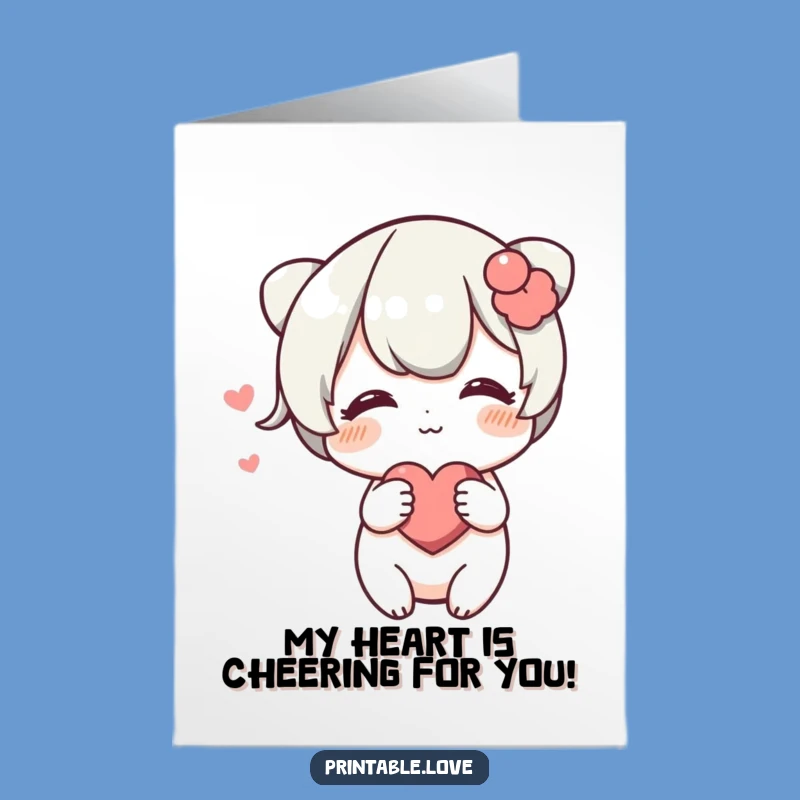 Blushing Heart Character Free Printable Congrats Card - Sweet Achievement Downloadable