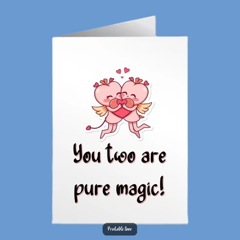 Free Printable Congrats Card: Acrobatic Hearts for Funny Celebrations - Print at Home