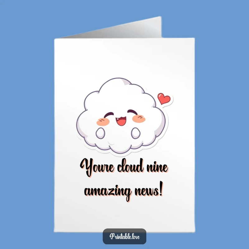 Free Printable Congrats Card: Joyful Kawaii Cloud Giggle, Perfect Downloadable Gift!