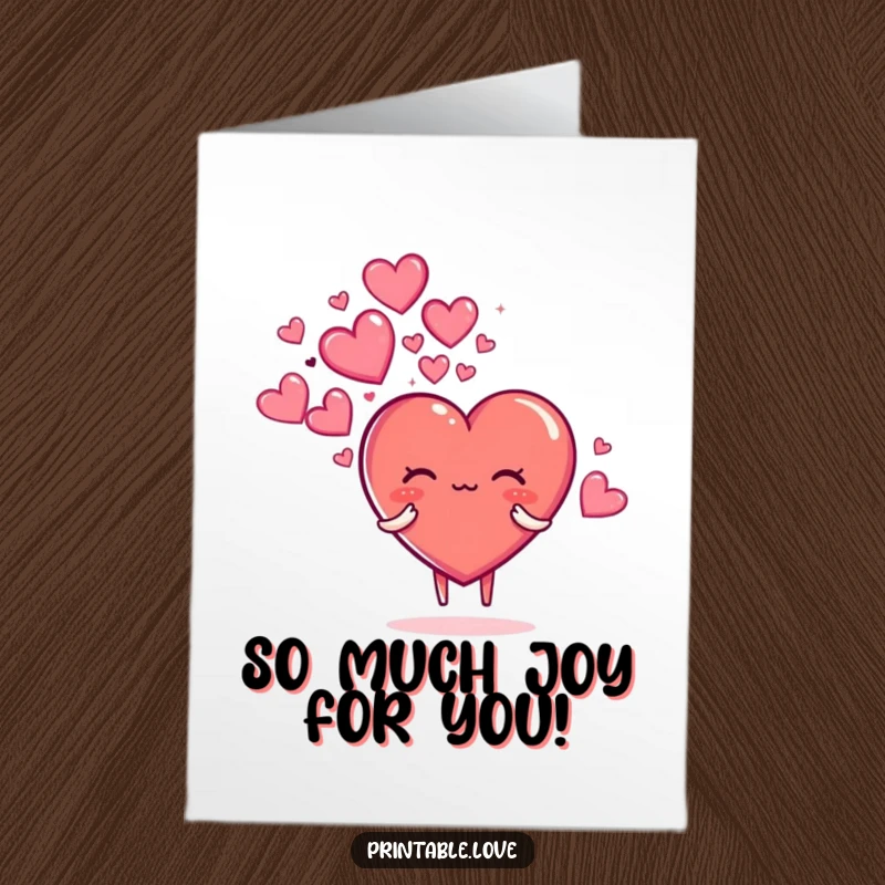 Funny Free Printable Congratulations Card: A heart character releasing a magical cloud of shiny, sparkly hearts.